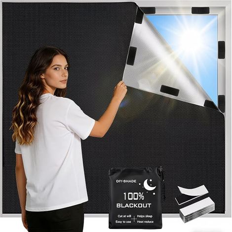 Blackout Blinds, Thermal Blackout Fabric, Anti-UV Film, Portable Window Film for Baby Room, Suitable for All Types of Windows and Roof Windows, 400 x 145 cm (1/5)