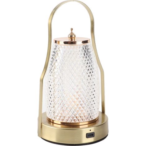 Lanterne lampe de table LED vintage sans fil 3 températures de couleur variateur progressif rechargeable avec anse pour chambre camping fête (1/5)