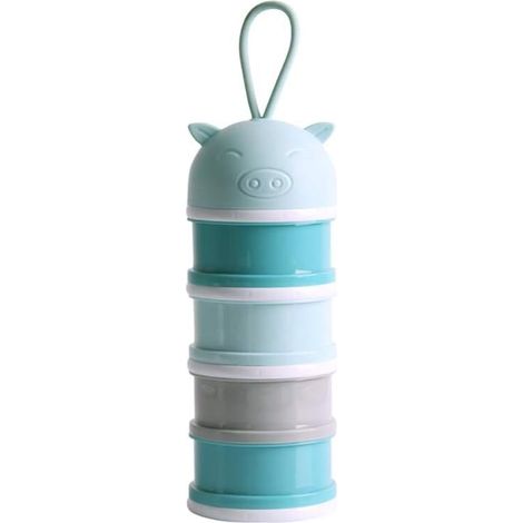 Doseur Bébé 4 Compartiments Distributeur de Bébé Poudre de Lait de Formule Boîte Doseuse Distributeur Boîte de Lait Portative de Poudre de Lait de Formule Infantile Peut être Empilée (Bleu) (1/5)