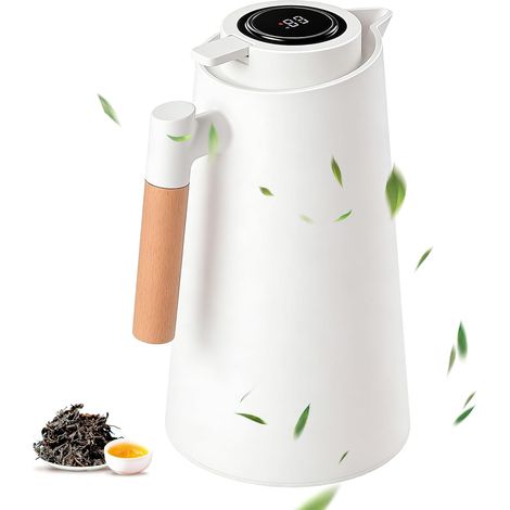 Bouteille isotherme de 1000 ml avec affichage de la température : cafetière isotherme avec infuseur à thé, acier inoxydable, théière isotherme en double insert en verre pour la maison et le (1/5)