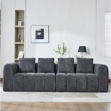 Divano angolare modulare 2 pezzi in velluto grigio scuro 260x96x80 cm, senza montaggio (1/5)