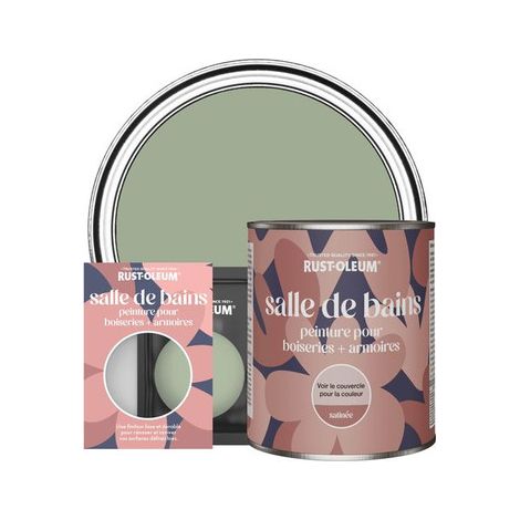Peinture pour Boiseries & Armoires de Salle de Bains, Finition Satinée - Vert Kaki (1/2)