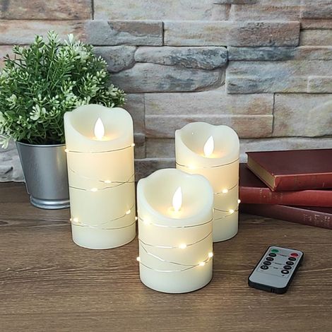 Set mit 3 flackernden Flammen und Mikro-LED-LED-Kerzen mit Fernbedienung (1/3)