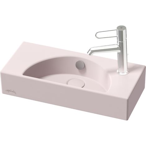 Lave-mains compact 50 cm JACOB DELAFON Odéon Rive Gauche 1 trou de robinetterie à droite Rose pâle satiné