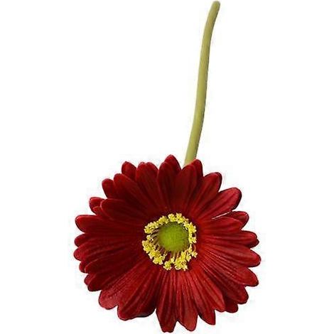 Gerbera artificielle avec tige, fausse fleur réaliste en soie pour table, bureau, maison, branche de Jamesonii, composition floralerouge vin (1/5)