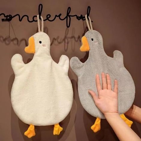 Bonitas toallas con forma de ganso, hechas de microfibra de vellón de coral, absorbentes y de secado rápido, juego de 2, adecuadas para la cocina (1/4)