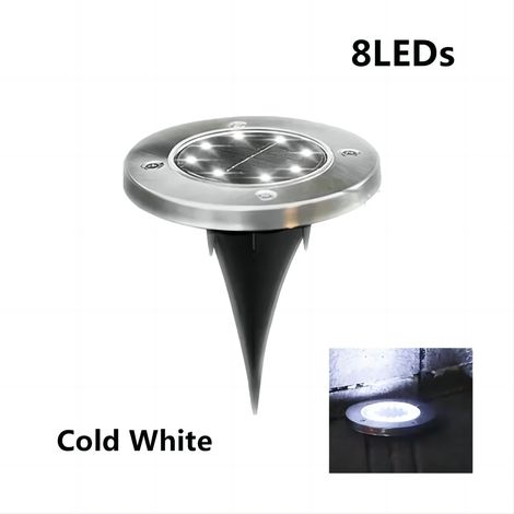 (8 LED blanc froid - 8 pièces) Lampe solaire disque pour jardin extérieur, lampe solaire enterrée, projecteur, lampe LED solaire enfouie, décoration de jardin (1/5)