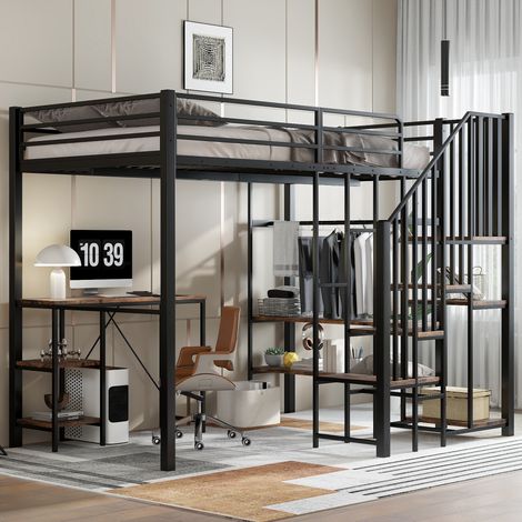Letto 120x200 con scrivania e armadio in metallo OKMYHOME (1/5)