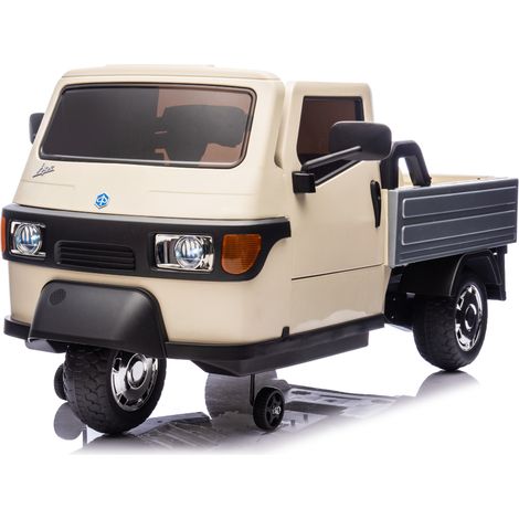 Ape Car Piaggio Elettrica per Bambini Beige con Ruote EVA e Telecomando (1/5)