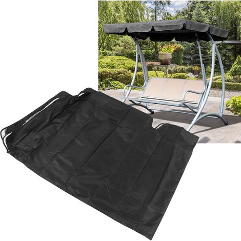 Funda protectora para toldo de columpio – impermeable, resistente a los rayos UV, 190 x 132 x 15 cm, negra, para 3 personas, tafetán de poliéster. (1/5)