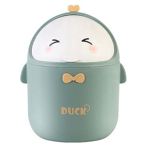 Mini poubelle de bureau avec couvercle style dessin animé mignon petite salle bain p Vert (1/5)