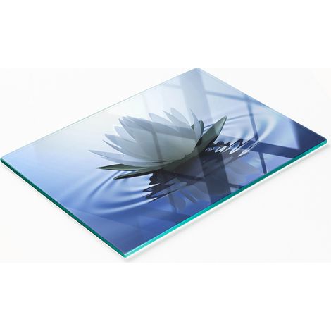 Tablero decorativo multifuncional de vidrio templado con diseño de nenúfar, 80x52 cm. (1/5)