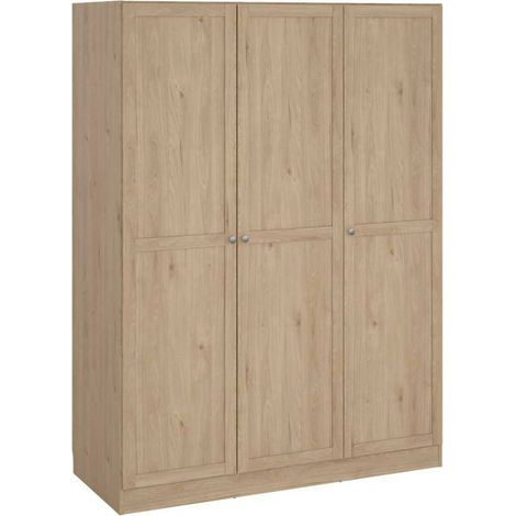Dmora - Guardaroba 3 ante Gener, Mobile camera da letto, Cabina armadio portabiti, Armadio appendiabiti, 147x62 h200 cm, Rovere