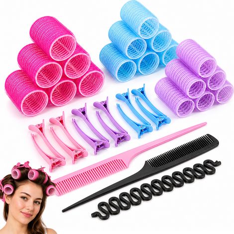 Juego de accesorios para el cabello: rulos, peines, pinzas para el cabello, 32 piezas. (1/5)