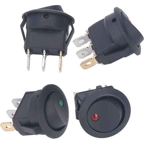 Lot de 4 interrupteurs ronds 12 V, 3 broches, 2 positions, à bascule, pour bateau, 20 mm (1/5)