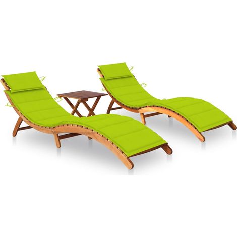 Set di 2 sdraio sedia a sdraio prendisole lettino da giardino terrazza arredamento da esterno con tavolo e cuscini in massello di acacia 020012116