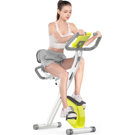 Xhomrattan Klapp-Heimtrainer mit Rückenlehne, 8 Magnetwiderstandsstufen, LCD-Bildschirm, ergonomischem Design, max. Belastung 110 kg, Grün