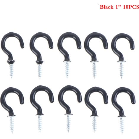 Lot de 10 crochets porte-tasses robustes à visser au plafond, noirs. (1/5)