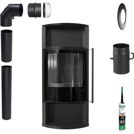 Kaminofen KRATKI TOFA 8 kW ∅150 ECO Schwarz Mit Montagezubehör (1/5)
