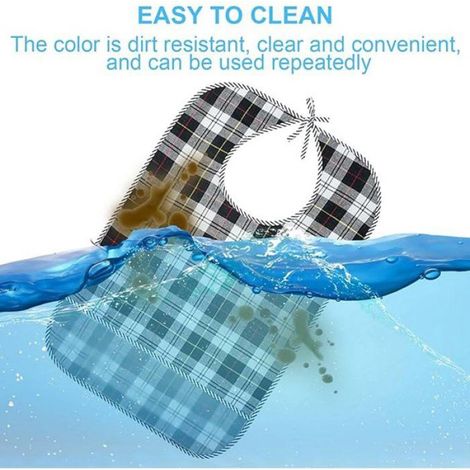 Bavoir Adulte - Impermeable - Lavable En Machine - Ajustable - Pour Personnes Agees Et Handicapees - Lot De 4 (1/5)
