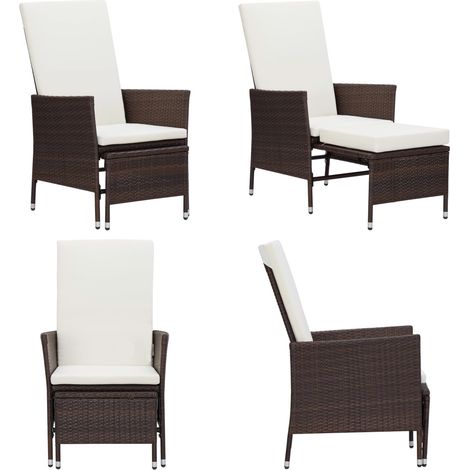 Chaise inclinable de jardin avec coussins Résine tressée Marron - Chaises De Jardin - Chaises Relaxantes - Mobilier De Jardin - Meubles De Terrasse - Chaise Pliante - Home & Living (1/5)