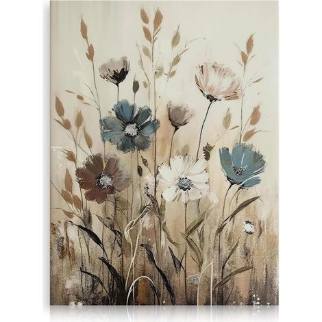 Affiche Botanique Rétro, Tableau Toile Floral Tons Mélancoliques Pour Salon Salle de Bain Chambre 30x40 Cm Sans Cadre (1/5)