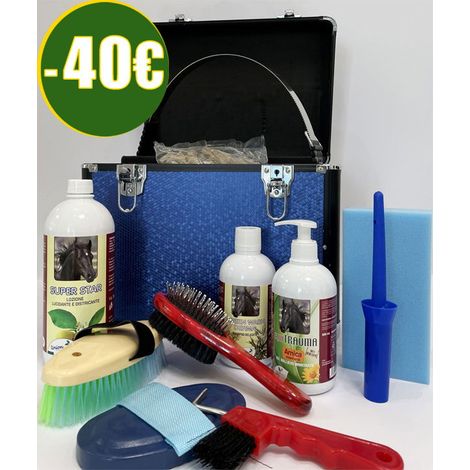 Blu - Set grooming RISPARMIO 40 Euro. 12 pezzi bauletto grande più accessori più prodotti per la pulizia Union Bio (1/5)