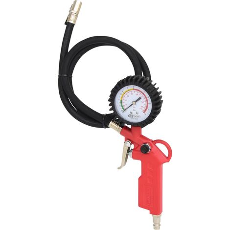 Ks Tools – Gonfleur d'air pneumatique 0-12 bar – Manomètre analogique – Tuyau 1000 mm – Pression de service 6,3 bar – Corps plastique robuste - 0-12bar (1/7)