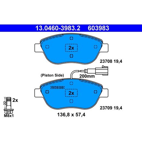 Kit de plaquettes de frein, frein à disque ATE 13.0460-3983.2 CHRYSLER 71752990