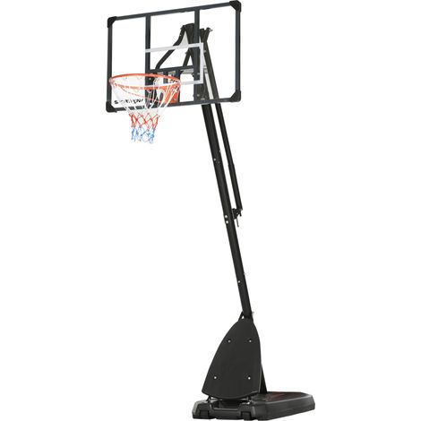 Support de basket-ball réglable 2,3-2,9 m, panier avec barre de rebond, base lestable, rouge et noir (1/5)