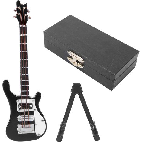 Miniature Wooden Simulation Electric Guitar Model Musical Instrument Ornaments GiftsBlack (1/5)