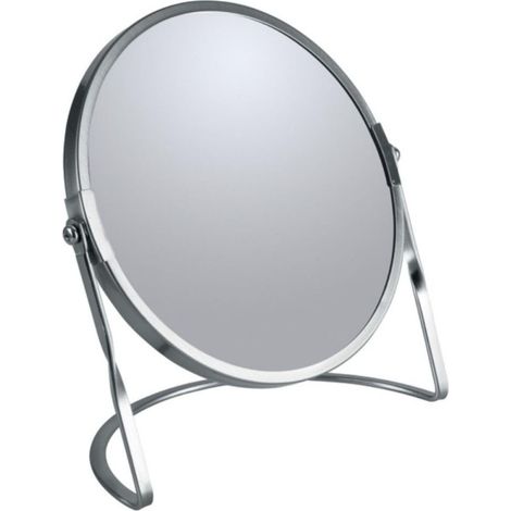 Miroir grossissant sur Pied Acier Robuste Double Face avec Grossissement x5 et Miroir Classique Pivotant à 360° Brossé