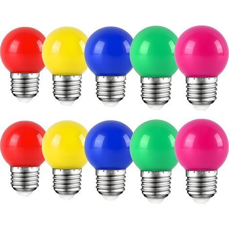 Lot de 10 Ampoule LED E27 2W Multicolore 360° Décoration Fête Maison Bar (1/5)