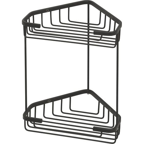 Gedy Augustus Estantería de Ducha Angular Doble de 2 Niveles en Acero Inoxidable Negro Mate