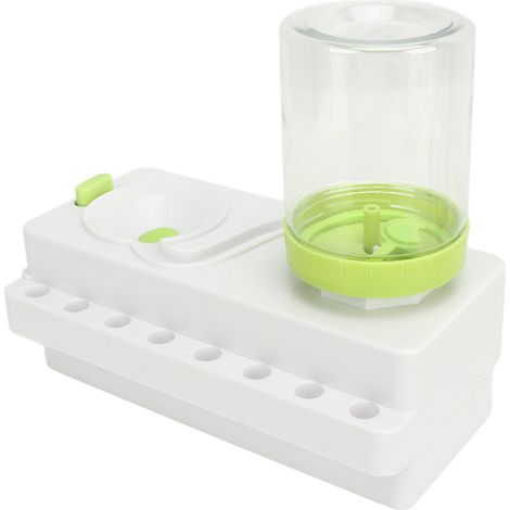 Nettoyeur de pinceaux en plastique avec tuyau de drainage, idéal pour la salle de classe, l'extérieur et la famille. Blanc et vert. (1/5)