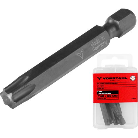 Jeu de 5 embouts de vissage Torx à impact T40 x 50 mm en acier inoxydable (1/5)