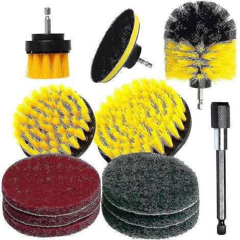 Set mit 12 Scheuerbürsten für elektrische Bohrmaschinen, Scheuerpads für Fliesenfugen. (1/5)