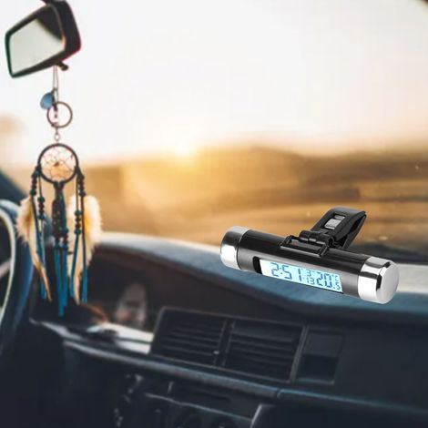 Thermomètre LCD à pince pour camion ou voiture, horloge numérique, moniteur rétroéclairé blanc (1/5)