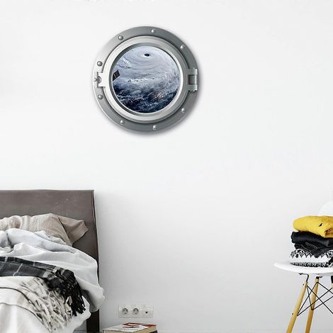 Sticker mural 3D motif avion et univers étoilé, décoration intérieure en PVC pour portes vitrées, salle de bain, cuisine (1/3)