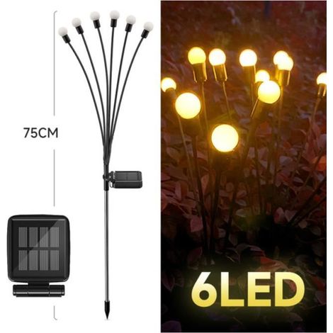 6 pcs Lampe LED Solaire d'Extérieur, Contrôle Lumière Automatique, Lampadaire Décoratif Paysage, Idéal Jardin Terrasse Maison Campagne