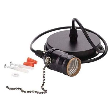 Light Holder, Support De Lampe De Suspension E27 Vintage avec Base à Lampe pour ChaîNe à Tirette MontéE Au Plafond(Noir Perle) (1/4)