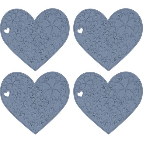 4 Pièces Sous-verres en Silicone Cœur Anti-dérapants Imperméables Résistants à la Chaleur Lavables pour Nourriture Animaux ou Évier Cuisine Gris (1/5)