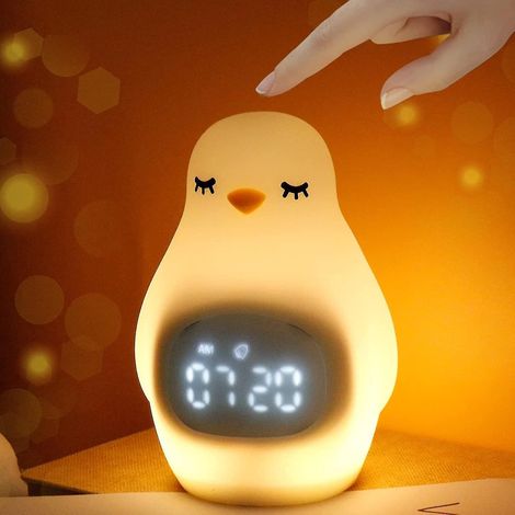 Veilleuse Pingouins, Réveil Mignon pour Enfants, Lampe de Chambre Portable en Silicone pour Filles, Garçons et Tout-Petits (1/5)