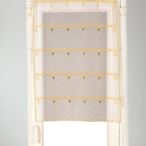 Modulable en étamine brodée losange Jaune 45x90 cm