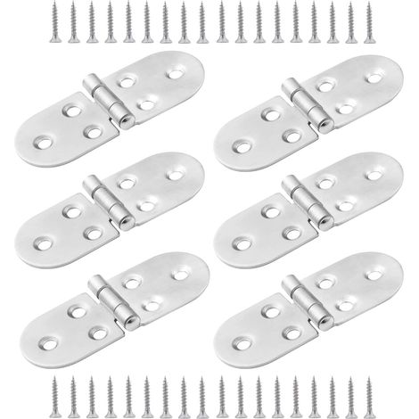 [JAMAIS UTILISÉ]6 PCS Charnières de Table Pliantes,Charnière de Table Pliante à InoxArrondis,Charnière Flip Pliable,Flip Top Charnière avec vis (1/5)