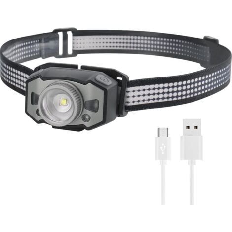 QORVA-Lampe frontale LED rechargeable, lampe frontale ultra-lumineuse, lampe frontale intelligente, étanche IPX5, batterie intégrée, lampe frontale pour enfants et adultes, camping, course à pied, [Cl