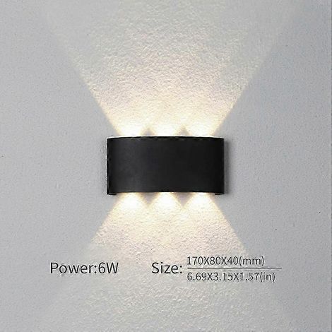 Applique murale LED, ampoule LED extérieure avec détecteur de mouvement, étanche IP66, pour porche, jardin, salon, escalier (blanc froid 6W, noir, sans capteur)
