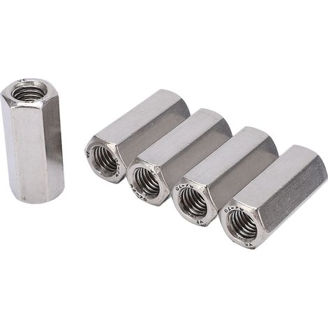 Lot de 5 écrous de raccordement hexagonaux en acier inoxydable anticorrosion M12, couleur argent, pour vis et boulons (1/5)