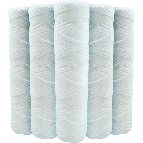 Lot de 5 Cartouches Bobinée Filtre à Eau Anti Sédiments 9 pouces 3/4-20 microns Compatibles Filtre 10 pouces (1/5)