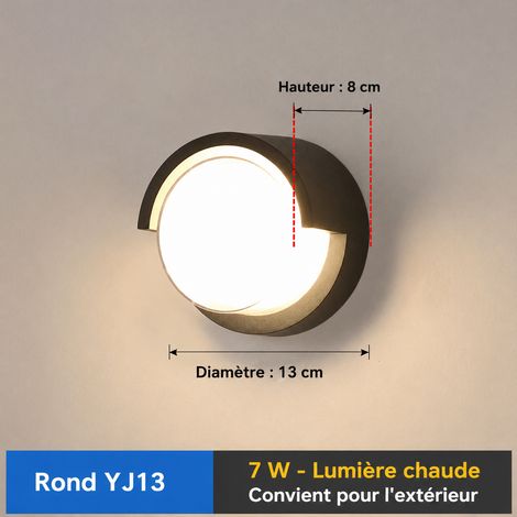 Applique murale LED étanche IP65 en aluminium YJ13 taille moyenne 7W lumière chaude yj13 7w réf 3185 500 g – Livraison gratuite